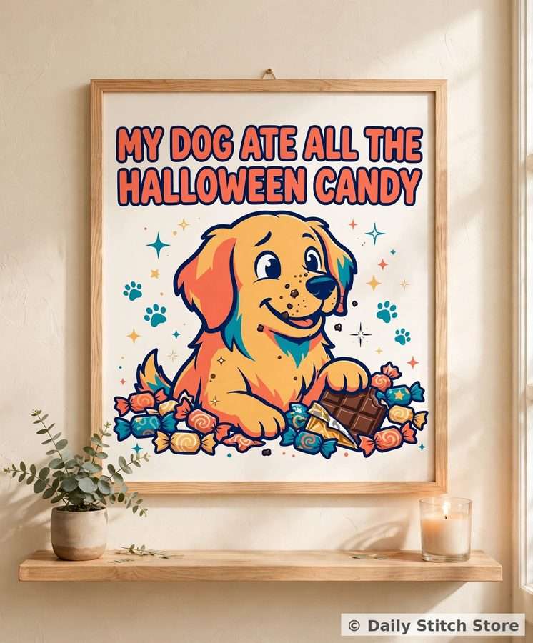 Halloween Candy printable shown in a frame