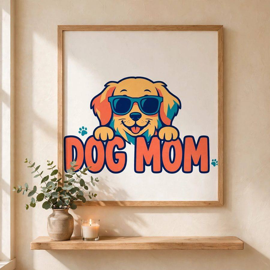 Dog Mom printable shown in a frame