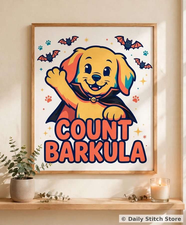 Count Barkula printable shown in a frame