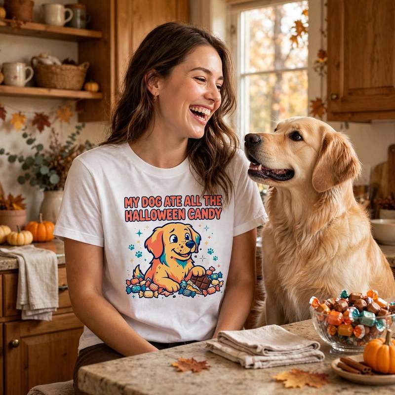 My Dog Ate All the Halloween Candy tee