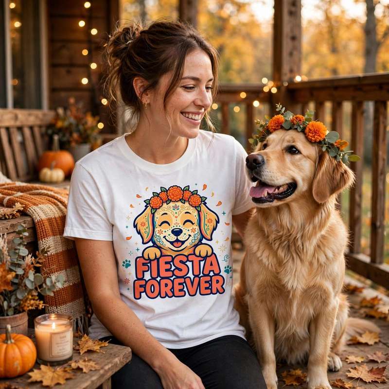 Fiesta Forever Day of the Dead dog tee