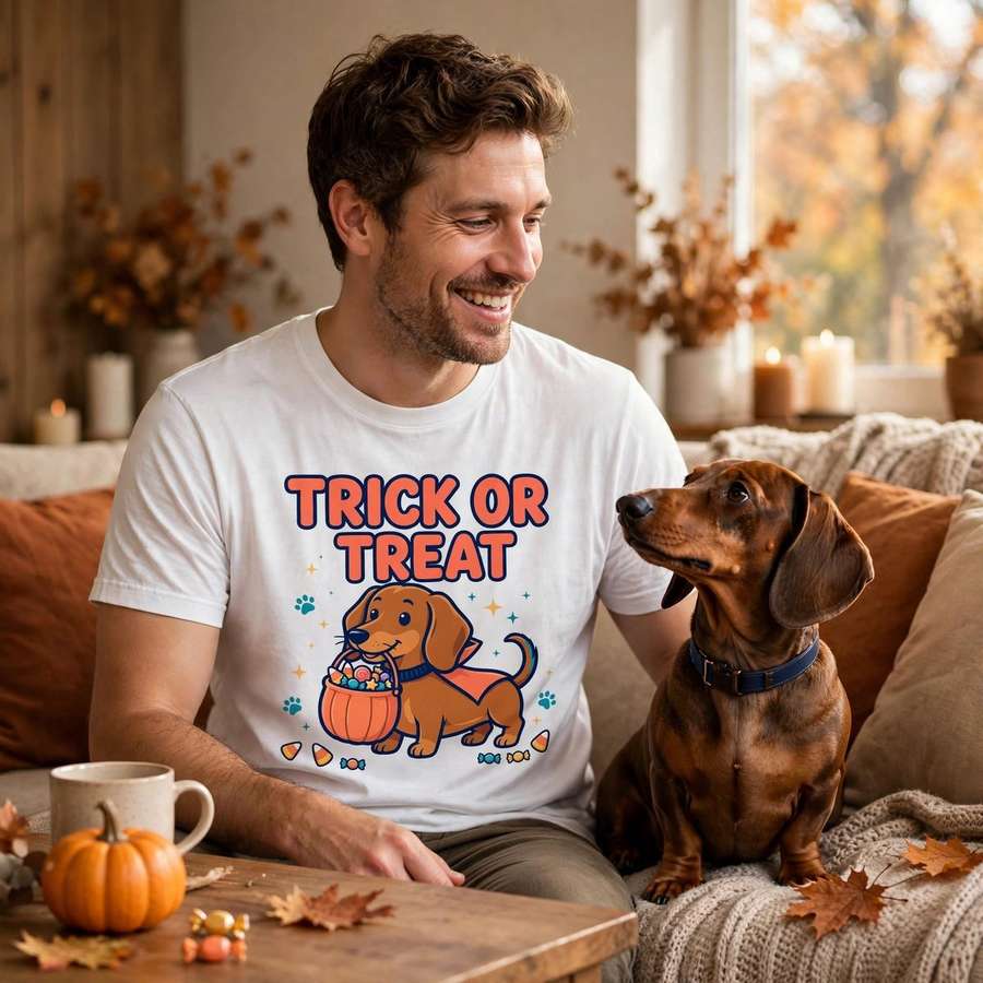 Trick or Treat Halloween tee — Dachshund